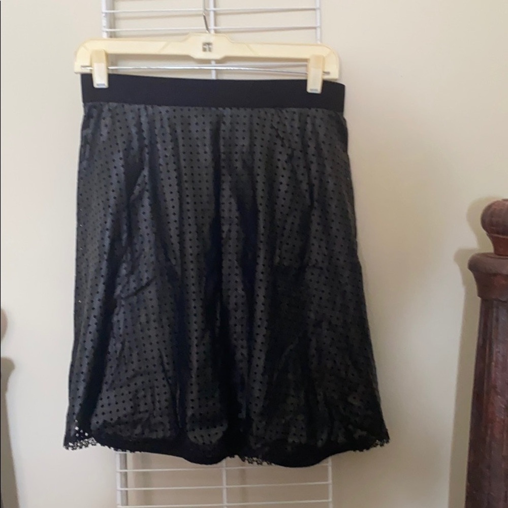 Black faux leather swing skirt